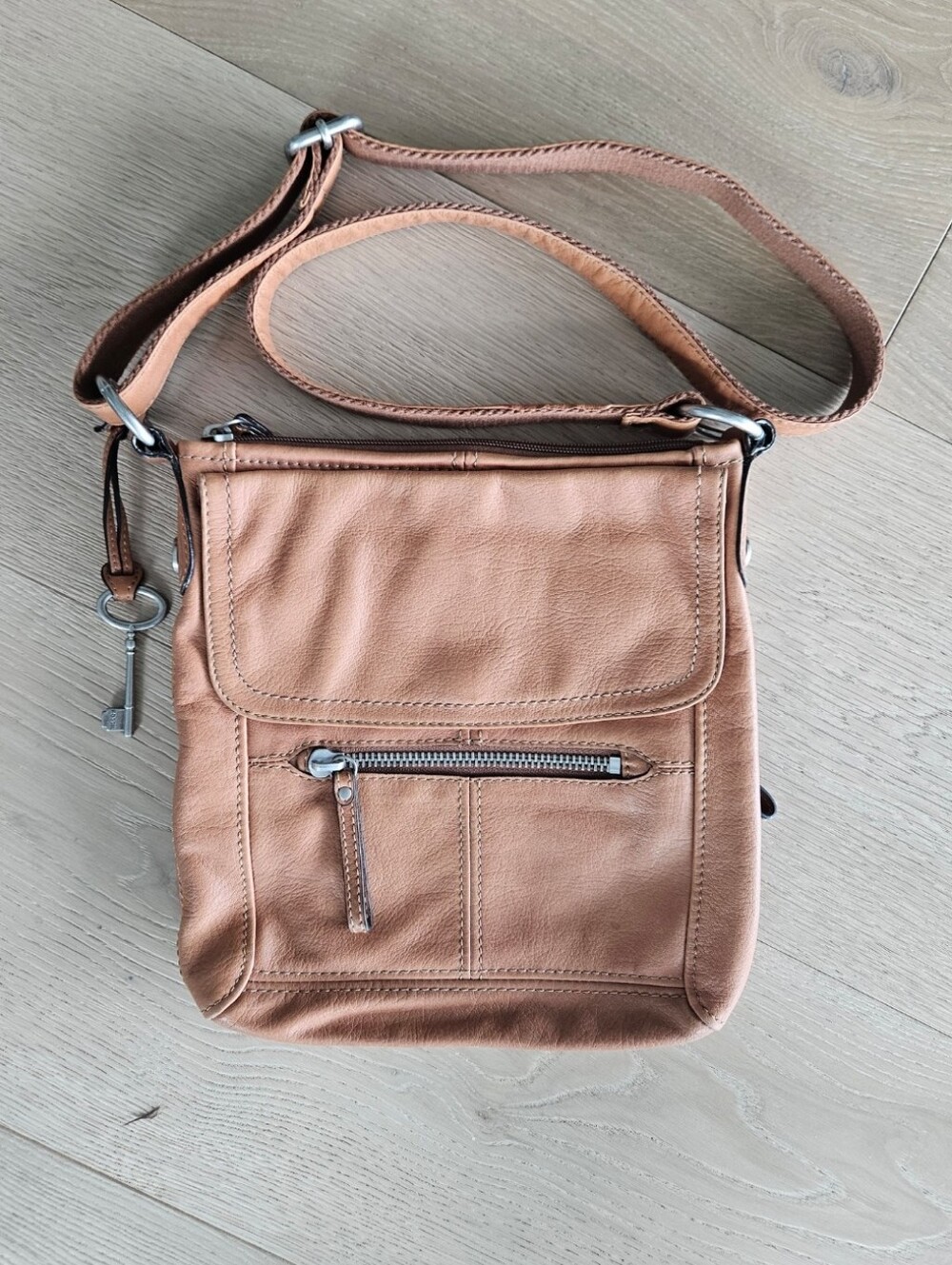 Fossil Leather Crossbody Bag - Tan